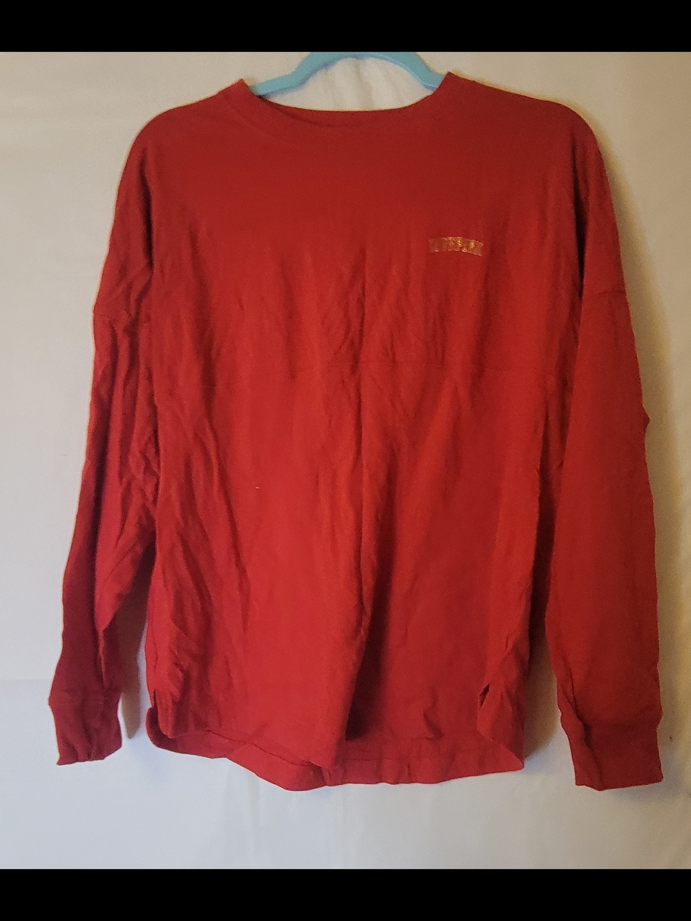 PINK Victoria's Secret Men's Long-Sleeve Crewneck in Deep Red